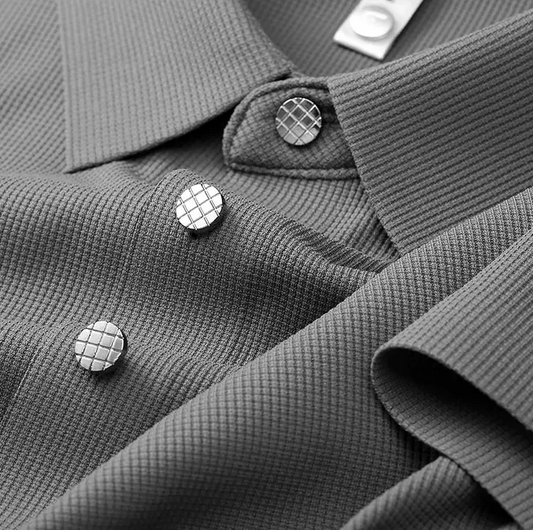 Charcoal Grey Waffle Knit Casual Textured Half Sleeve T-Shirt